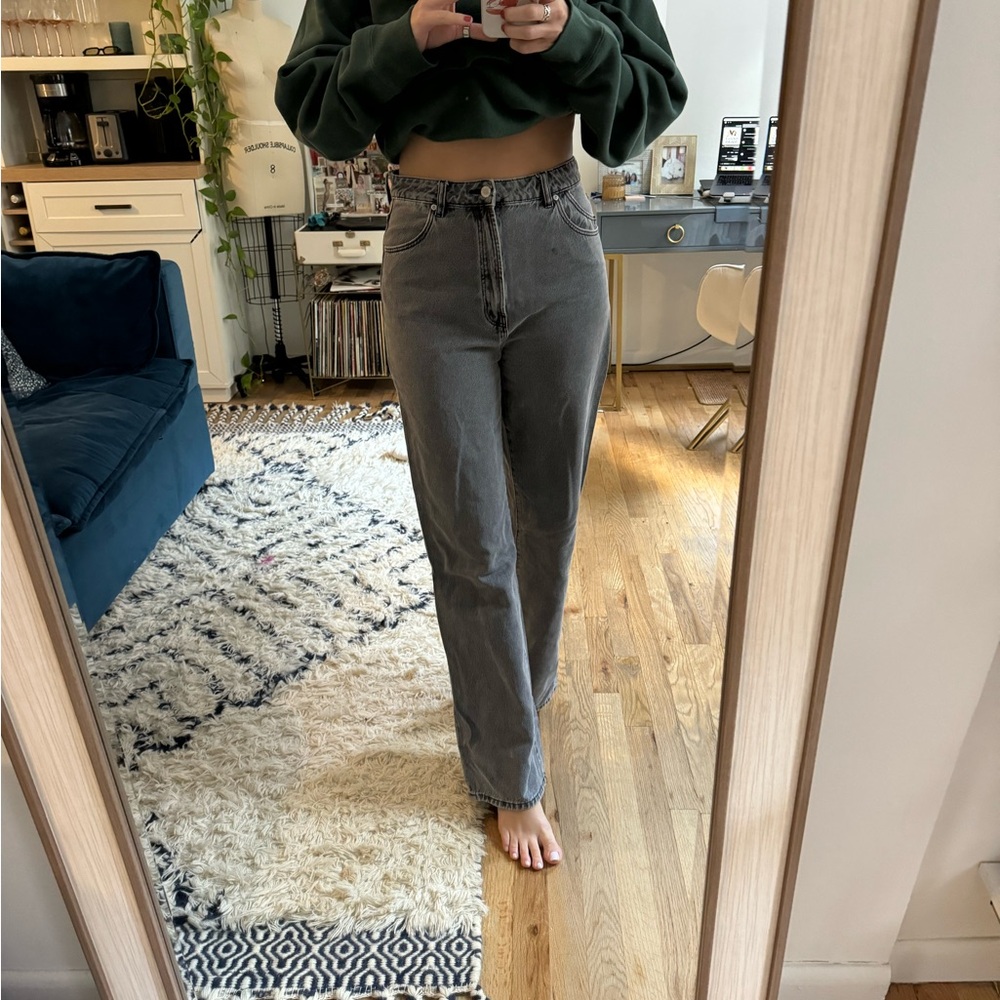 Rolla’s Black and Grey Straight Leg Jeans